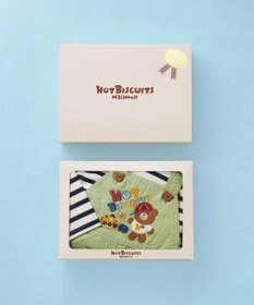 MIKI HOUSE HOT BISCUITS オーバーオール＆ボーダー長袖Tシャツギフトセット【BOX付き】