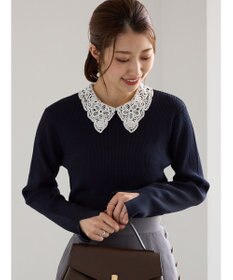 Te chichi ケミカルレースカラーリブニット