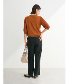 Green Parks 袖プリーツドッキング５分袖ニットプルオーバー