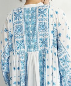 CRAFT STANDARD BOUTIQUE インド綿パネル柄ウエスト切り替えボリュームワンピース