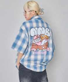 WEGO 【ユニセックス着用ITEM/MLサイズ展開】イラストオンブレチェックシャツ（SS）