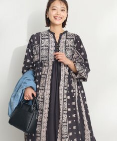 CRAFT STANDARD BOUTIQUE インド綿パネル柄ウエスト切り替えボリュームワンピース