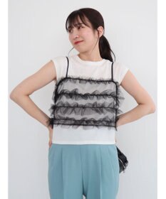 Green Parks ・ｓｗｉｎｇ　ｂｙ　ＳＥＴ２点チュールビスチェ＆フレンチＴ