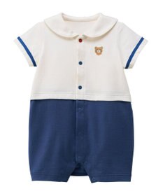 MIKI HOUSE HOT BISCUITS 【70-80cm】くま耳 セーラーカラー ショートオール