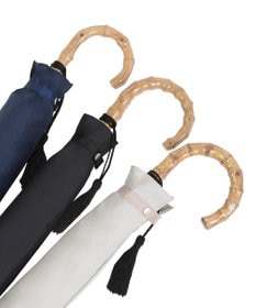 MOONBAT 【WEB限定】LANVIN en Bleu 晴雨兼用 折りたたみ傘 長傘(2WAY) プレーン×ロゴ刺繍 一級遮光 遮熱 UV