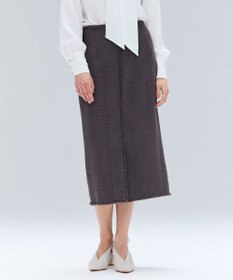 BEIGE， MULLIN / ウールツイードフロントベントスカート