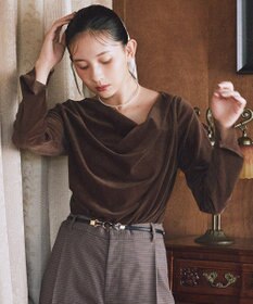 earth music&ecology シアーベロアドレープネックプルオーバー