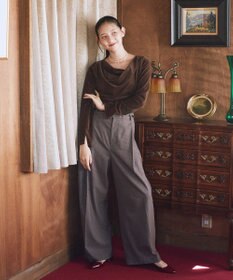 earth music&ecology シアーベロアドレープネックプルオーバー