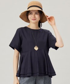 自由区 【洗える】ソフトリネンペプラム ブラウス