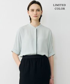 ICB L 【先行予約・WEB限定カラーあり】BackSatinAmunzen 5分袖バンドカラーブラウス