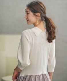 組曲 襟付きドッキング ニットワンピース