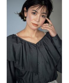 uncrave 【手洗い可】シャンブレー ラッフル ブラウス（uncrave WHITE）