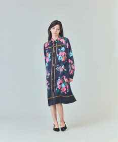 GRACE CONTINENTAL ボタニカルスカーフプリントワンピース