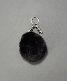 Phoebe メタルボールファーバッグチャーム　ブラック