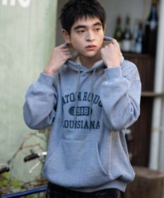 WEGO 【ユニセックス着用ITEM/裏起毛】カレッジロゴボアパーカー