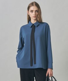 ICB マラボーテＷジョーゼット ボウタイ付きシャツカラートップス