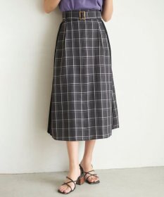 Feroux 【洗える】プリーツコンビチェック スカート