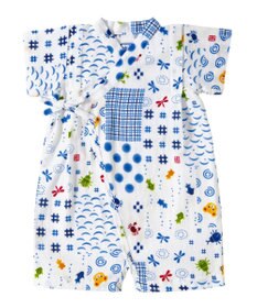 MIKI HOUSE HOT BISCUITS 【ミキハウス】【50-80cm】パッチワーク柄 プッチー甚平オール