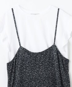 ANY 【2SET/洗濯機可】フリルスリーブTシャツ×シャーリングキャミワンピースセット