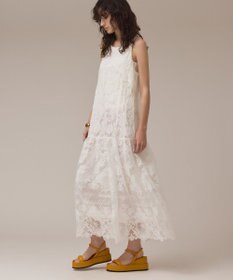 GRACE CONTINENTAL ロゴ刺繍レースワンピース