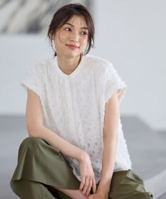 ANY 【洗濯機可】フェザーカットジャガードブラウス