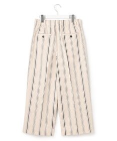 23区 L 【洗える】コットンリネンストライプ クロップド パンツ
