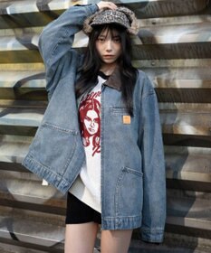 WEGO 【ユニセックス着用ITEM/MLサイズ展開】ワーカーズZIPデニムジャケット