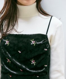 Feroux 刺繍入りベロアキャミソール ワンピース