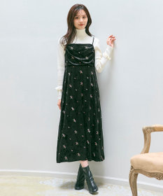 Feroux 刺繍入りベロアキャミソール ワンピース