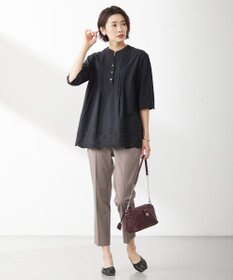 J.PRESS LADIES L 【WEB限定カラーあり・セットアップ対応・洗える・撥水・防汚】コットンFITTYシャーク テーパード パンツ