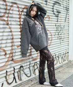 WEGO 【ユニセックス着用ITEM】ヴィンテージグラフィックキーネックプルパーカー