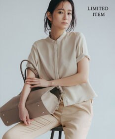 ICB 【WEB限定・洗える】 シルキーツイル クロップドシャツ