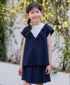 組曲 KIDS 【150-160㎝】サッカーストライプ ブラウス