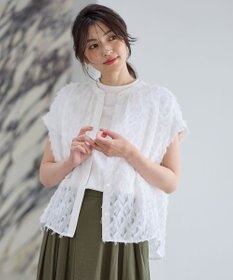 ANY 【洗濯機可】フェザーカットジャガードブラウス