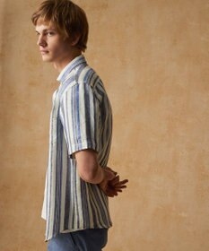 JOSEPH ABBOUD 【麻100％・軽い・涼しい】 モイスチャーリネンストライプシャツ