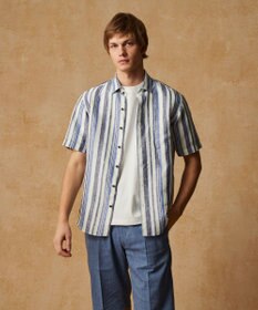 JOSEPH ABBOUD 【麻100％・軽い・涼しい】 モイスチャーリネンストライプシャツ