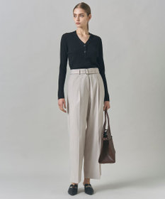 ICB L 【裏起毛】 ウォームサテン ワイドストレートパンツ