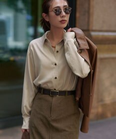 23区 L 【見上愛さん着用/Oggi10月号掲載/洗える】スエーディーサテン シャツ