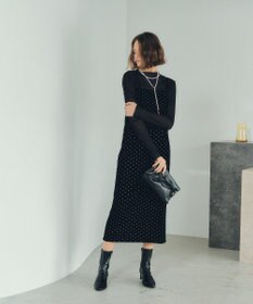 YECCA VECCA グリッタードットベロアナロースカート