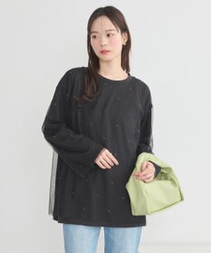 earth music&ecology ラインストーンチュールドッキングプルオーバー