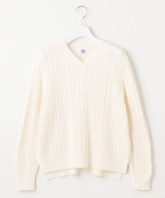 J.PRESS LADIES 【洗える】GIZA MERCERIZE COTTON ケーブル ニット