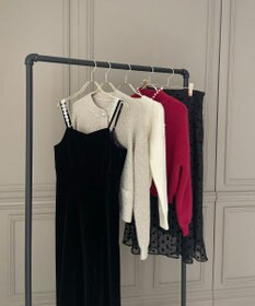 Feroux 【2WAY】パールストラップベロア ジャンスカ