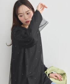 earth music&ecology ラインストーンチュールドッキングプルオーバー