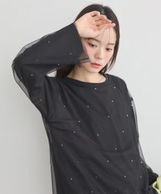 earth music&ecology ラインストーンチュールドッキングプルオーバー