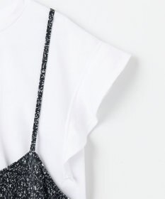 ANY 【2SET/洗濯機可】フリルスリーブTシャツ×シャーリングキャミワンピースセット