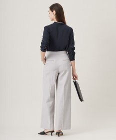 ICB L 【UVケア・速乾・接触冷感・洗える】BackSatinAmunzen 配色ボウタイブラウス