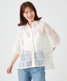 SHARE PARK LADIES オーバーサイズレースシャツ