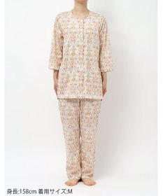 WACOAL パジャマ 綿100%(本体) 天竺素材 ミントン 7分袖 長袖 長ズボン レディース NDT266 /ワコール