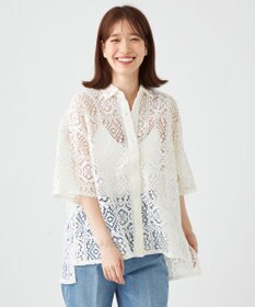 SHARE PARK LADIES オーバーサイズレースシャツ