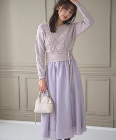 Feroux 【セットアイテム】ケーブルニット×オーガンジースカート